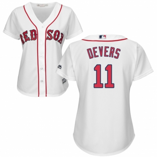 Women's Majestic Boston Red Sox 11 Rafael Devers Replica White Home MLB Jersey