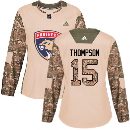 Women's Adidas Florida Panthers 15 Paul Thompson Authentic Camo Veterans Day Practice NHL Jersey