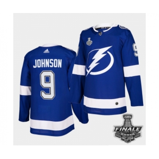 Men's Adidas Lightning 9 Tyler Johnson Blue Home Authentic 2021 Stanley Cup Jersey