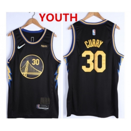 Youth Golden State Warriors 30 Stephen Curry 75th Anniversary Black Stitched Basketball Jersey