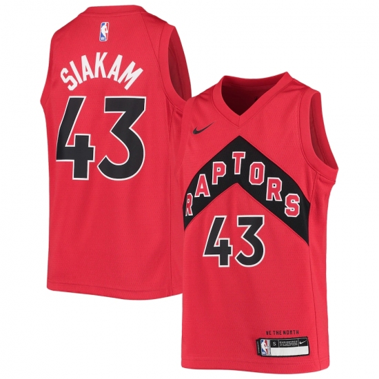 Youth Toronto Raptors 43 Pascal Siakam Nike Red 2020-21 Swingman Jersey