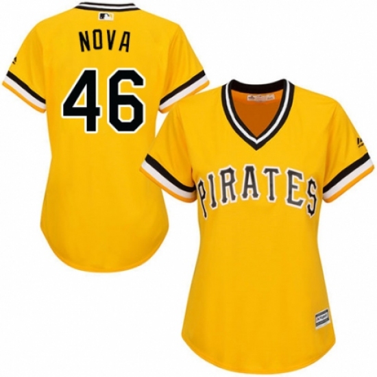 Women's Majestic Pittsburgh Pirates 46 Ivan Nova Authentic Gold Alternate Cool Base MLB Jersey