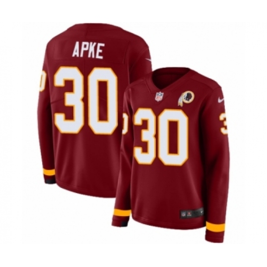 Women's Nike Washington Redskins 30 Troy Apke Limited Burgundy Therma Long Sleeve NFL Jersey