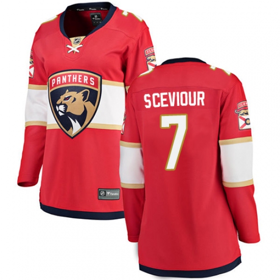 Women's Florida Panthers 7 Colton Sceviour Fanatics Branded Red Home Breakaway NHL Jersey