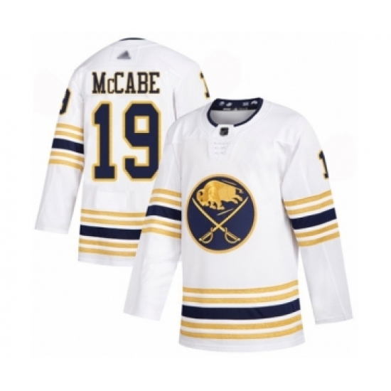 Men's Buffalo Sabres 19 Jake McCabe Authentic White 50th Season Hockey Jersey