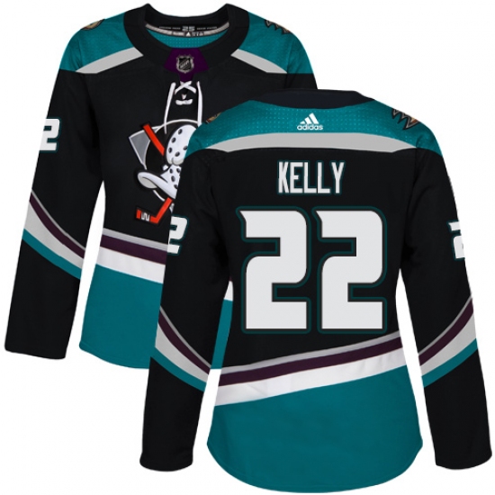 Women's Adidas Anaheim Ducks 22 Chris Kelly Authentic Black Teal Third NHL Jersey