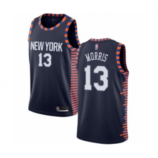 Women's New York Knicks 13 Marcus Morris Swingman Navy Blue Basketball Jersey - 2018-19 City Edition