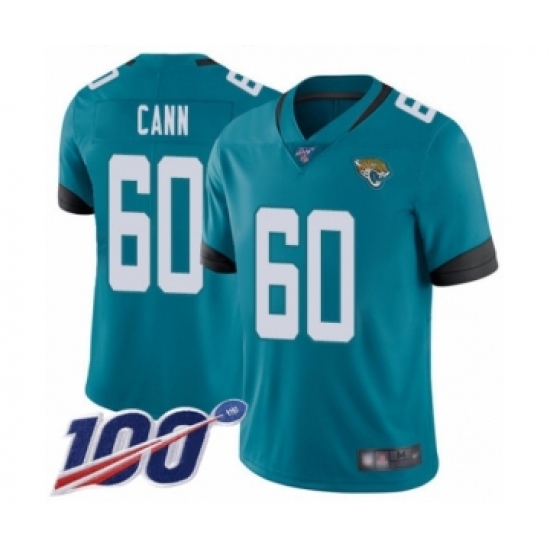 Men's Jacksonville Jaguars 60 A. J. Cann Teal Green Alternate Vapor Untouchable Limited Player 100th Season Football Jersey