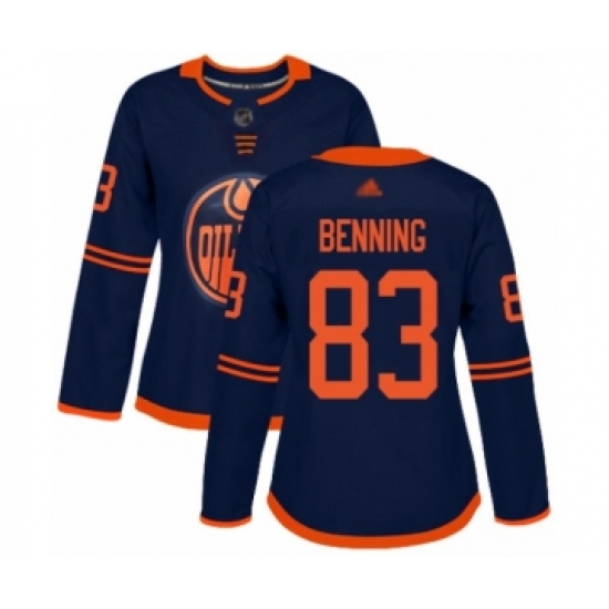 Women's Edmonton Oilers 83 Matt Benning Authentic Navy Blue Alternate Hockey Jersey