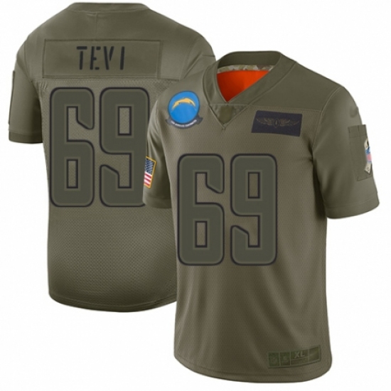Women's Los Angeles Chargers 69 Sam Tevi Limited Camo 2019 Salute to Service Football Jersey