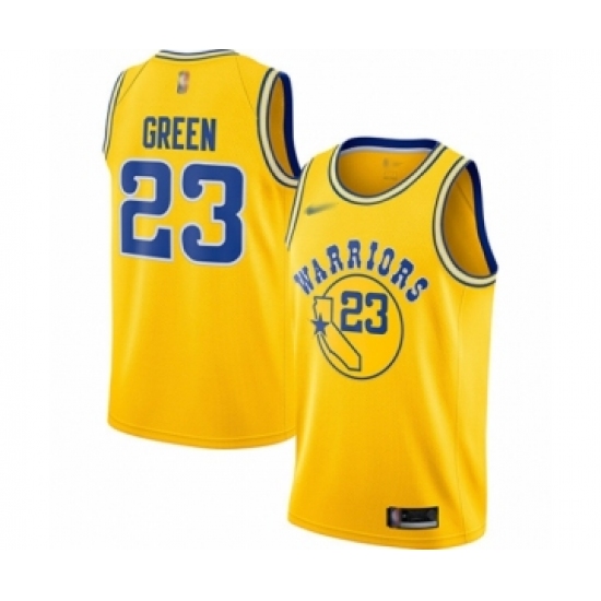 Women's Golden State Warriors 23 Draymond Green Swingman Gold Hardwood Classics Basketball Jersey