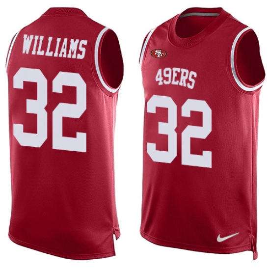 Men's Nike San Francisco 49ers 32 Joe Williams Limited Red Player Name & Number Tank Top NFL Jersey