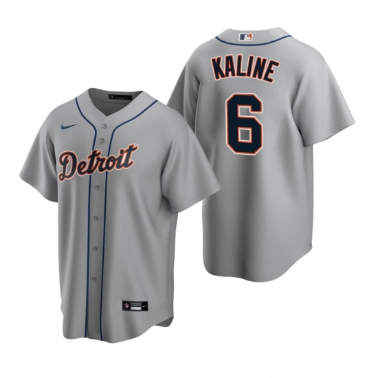 Men's Nike Detroit Tigers 6 Al Kaline Gray Road Stitched Baseball Jersey