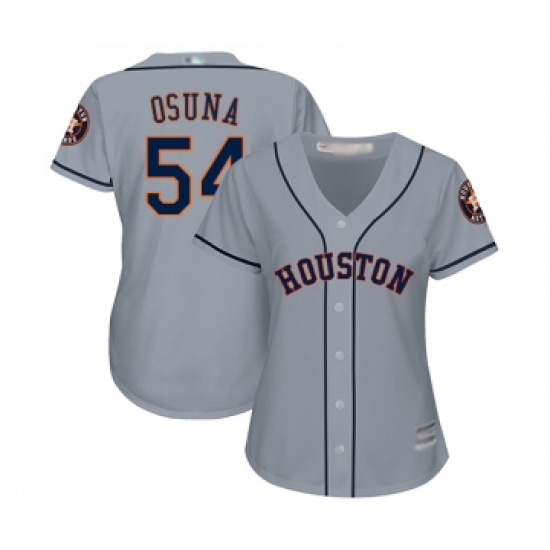 Women's Houston Astros 54 Roberto Osuna Authentic Grey Road Cool Base Baseball Jersey