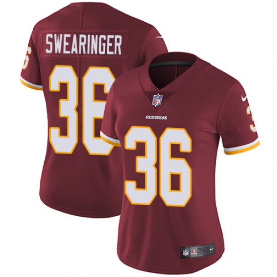 Women's Nike Washington Redskins 36 D.J. Swearinger Elite Burgundy Red Team Color NFL Jersey