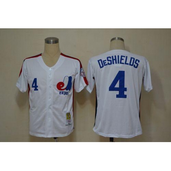 Mitchell And Ness Expos 4 Delino Deshields White Throwback Stitched Baseball Jersey