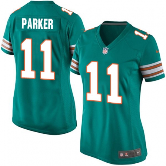 Women's Nike Miami Dolphins 11 DeVante Parker Game Aqua Green Alternate NFL Jersey