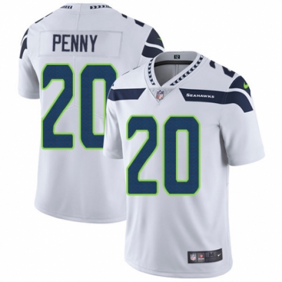 Men's Nike Seattle Seahawks 20 Rashaad Penny White Vapor Untouchable Limited Player NFL Jersey