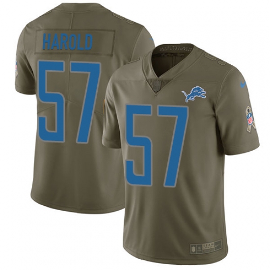 Men's Nike Detroit Lions 57 Eli Harold Limited Olive 2017 Salute to Service NFL Jersey