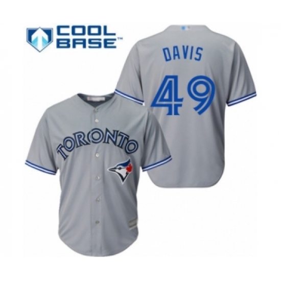 Youth Toronto Blue Jays 49 Jonathan Davis Authentic Grey Road Baseball Player Jersey