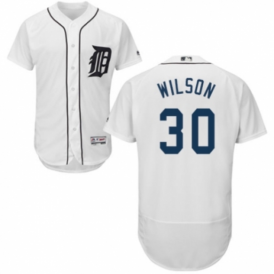 Men's Majestic Detroit Tigers 30 Alex Wilson White Home Flex Base Authentic Collection MLB Jersey