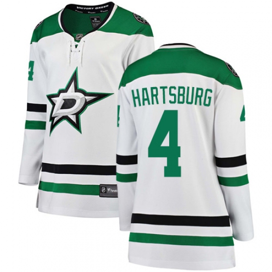 Women's Dallas Stars 4 Craig Hartsburg Authentic White Away Fanatics Branded Breakaway NHL Jersey