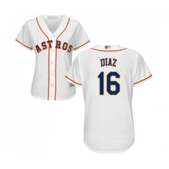 Women's Houston Astros 16 Aledmys Diaz Authentic White Home Cool Base Baseball Jersey