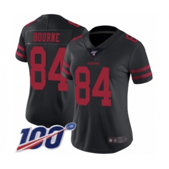 Women's San Francisco 49ers 84 Kendrick Bourne Black Vapor Untouchable Limited Player 100th Season Football Jersey