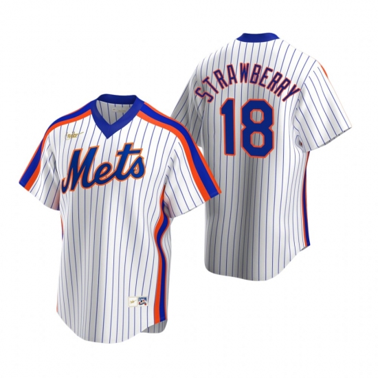 Men's Nike New York Mets 18 Darryl Strawberry White Cooperstown Collection Home Stitched Baseball Jersey