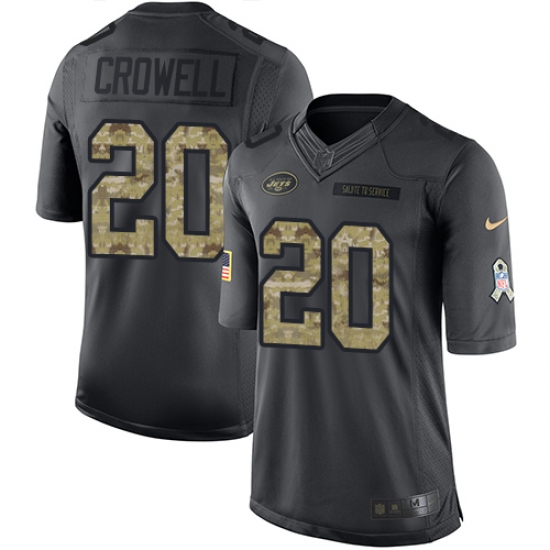 Men's Nike New York Jets 20 Isaiah Crowell Limited Black 2016 Salute to Service NFL Jersey