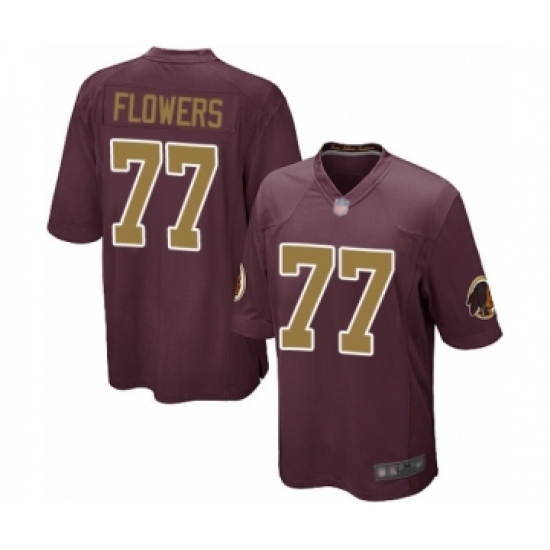 Men's Washington Redskins 77 Ereck Flowers Game Burgundy Red Gold Number Alternate 80TH Anniversary Football Jersey