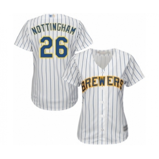 Women's Milwaukee Brewers 26 Jacob Nottingham Authentic White Alternate Cool Base Baseball Player Jersey