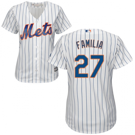 Women's Majestic New York Mets 27 Jeurys Familia Authentic White Home Cool Base MLB Jersey