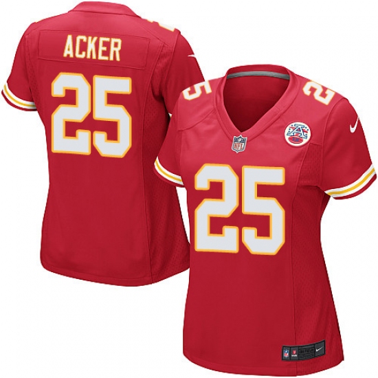Women's Nike Kansas City Chiefs 25 Kenneth Acker Game Red Team Color NFL Jersey