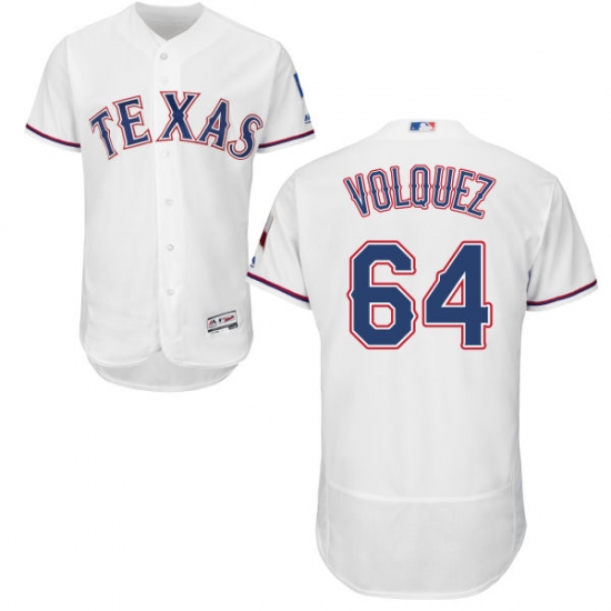 Men's Majestic Texas Rangers 64 Edinson Volquez White Home Flex Base Authentic Collection MLB Jersey