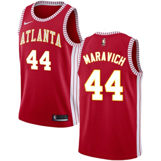 Men's Nike Atlanta Hawks 44 Pete Maravich Authentic Red NBA Jersey Statement Edition