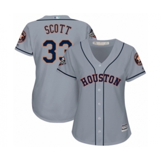 Women's Houston Astros 33 Mike Scott Authentic Grey Road Cool Base 2019 World Series Bound Baseball Jersey