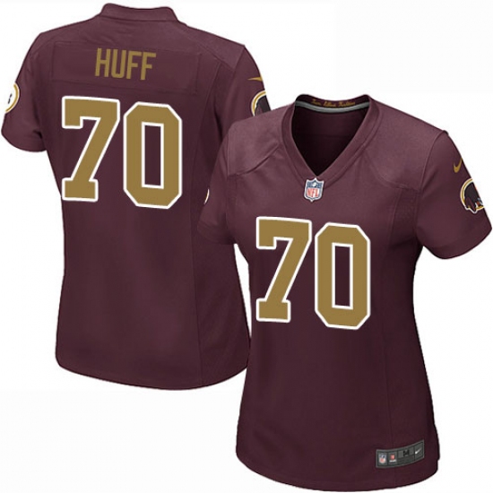 Women's Nike Washington Redskins 70 Sam Huff Game Burgundy Red/Gold Number Alternate 80TH Anniversary NFL Jersey