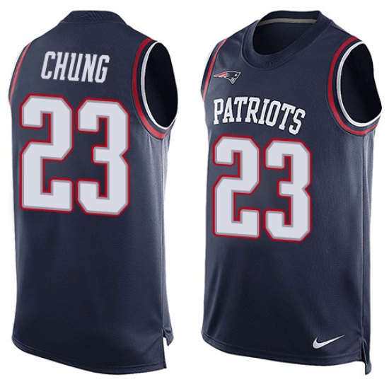 Men's Nike New England Patriots 23 Patrick Chung Limited Navy Blue Player Name & Number Tank Top NFL Jersey