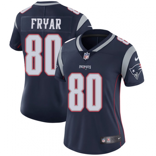 Women's Nike New England Patriots 80 Irving Fryar Navy Blue Team Color Vapor Untouchable Limited Player NFL Jersey