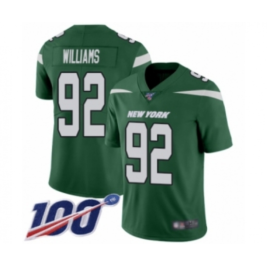 Men's New York Jets 92 Leonard Williams Green Team Color Vapor Untouchable Limited Player 100th Season Football Jersey