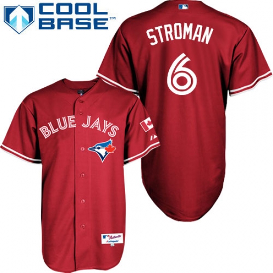 Men's Majestic Toronto Blue Jays 6 Marcus Stroman Authentic Red Canada Day MLB Jersey