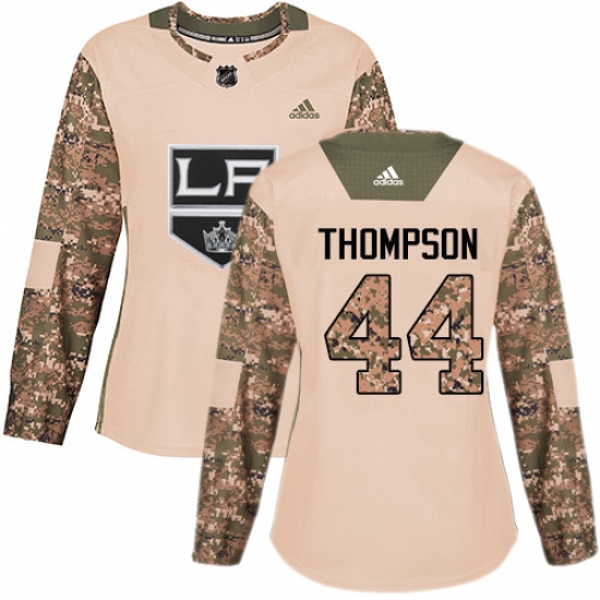 Women's Adidas Los Angeles Kings 44 Nate Thompson Authentic Camo Veterans Day Practice NHL Jersey