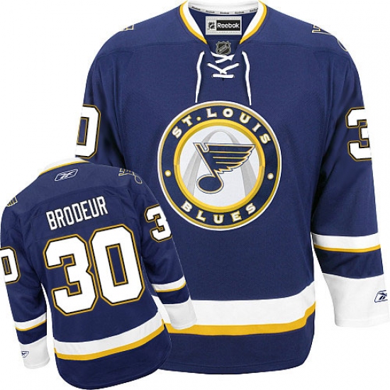 Men's Reebok St. Louis Blues 30 Martin Brodeur Authentic Navy Blue Third NHL Jersey