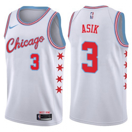 Youth Nike Chicago Bulls 3 Omer Asik Swingman White NBA Jersey - City Edition