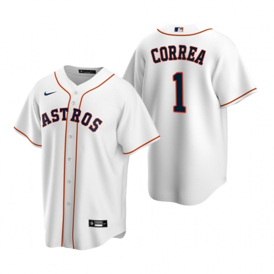 Men's Nike Houston Astros 1 Carlos Correa White Home Stitched Baseball Jersey