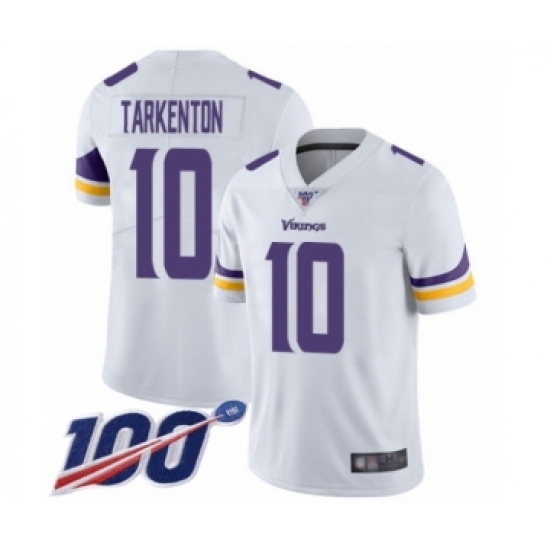 Men's Minnesota Vikings 10 Fran Tarkenton White Vapor Untouchable Limited Player 100th Season Football Jersey