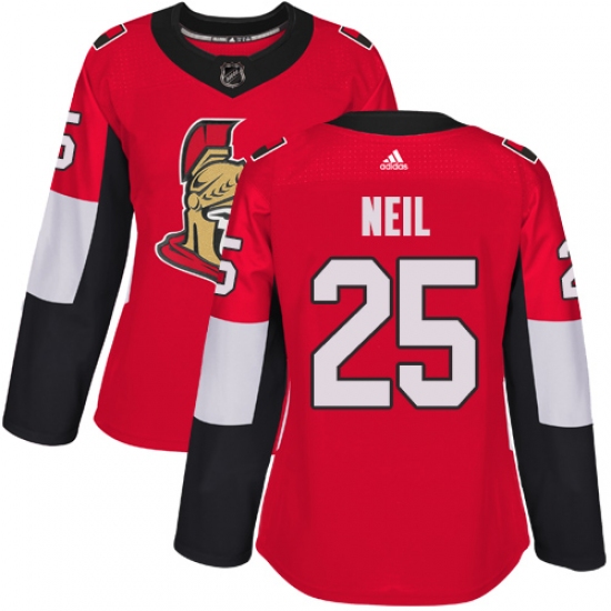 Women's Adidas Ottawa Senators 25 Chris Neil Authentic Red Home NHL Jersey