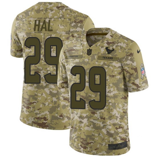 Men's Nike Houston Texans 29 Andre Hal Limited Camo 2018 Salute to Service NFL Jersey