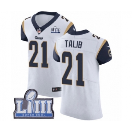 Men's Nike Los Angeles Rams 21 Aqib Talib White Vapor Untouchable Elite Player Super Bowl LIII Bound NFL JerseyLIII Bound NFL Jersey